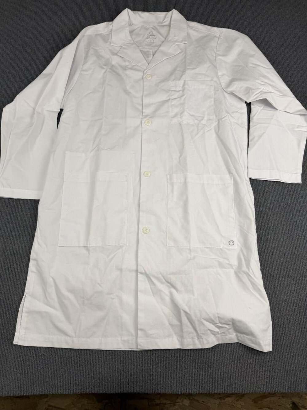 WonderWink Mens XS White Button-Front Lab Coat With Pockets NWOT